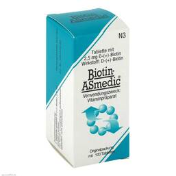 Abbildung: Biotin Asmedic 2,5 mg Tabletten Tabletten, 100 St PZN 00552202