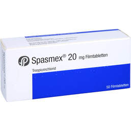 Abbildung: Spasmex 20 mg Filmtabletten 50 St, Filmtabletten PZN 00557748