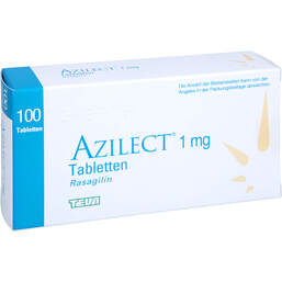 Abbildung: Azilect 1 mg Tabletten 100 St, Tabletten PZN 00559641