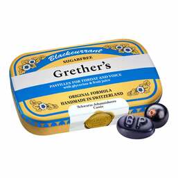 Abbildung: Grethers Blackcurrant zuckerfrei Pastillen, 60 g PZN 00560420