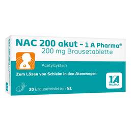 Abbildung: NAC 200 akut 1A Pharma Brausetabletten 20 St, Brausetabletten PZN 00562726