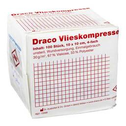 Abbildung: Vliesstoff-Kompressen 10x10 cm unsteril 4fach 100 St, Kompressen PZN 00571412