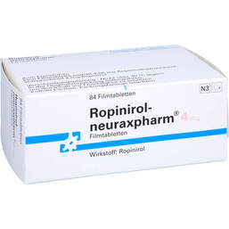 Abbildung: Ropinirol neuraxpharm 4 mg Filmtabletten 84 St, Filmtabletten PZN 00571613