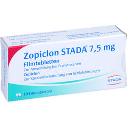 Abbildung: Zopiclon STADA 7,5 mg Filmtabletten 10 St, Filmtabletten PZN 00574528