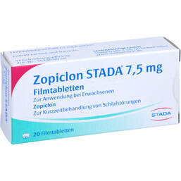Abbildung: Zopiclon STADA 7,5 mg Filmtabletten 20 St, Filmtabletten PZN 00574534