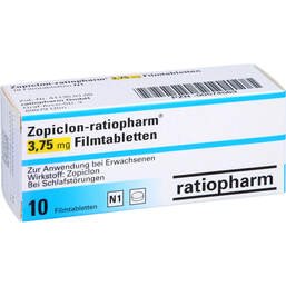 Abbildung: Zopiclon ratiopharm 3,75 mg Filmtabletten 10 St, Filmtabletten PZN 00574563