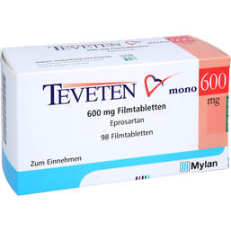 Abbildung: Teveten mono 600 mg Filmtabletten 98 St, Filmtabletten PZN 00577426