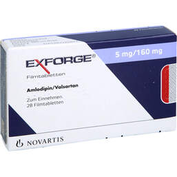 Abbildung: Exforge 5 mg / 160 mg Filmtabletten 28 St, Filmtabletten PZN 00581391