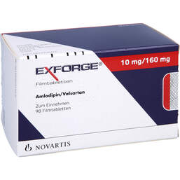 Abbildung: Exforge 10 mg / 160 mg Filmtabletten 98 St, Filmtabletten PZN 00581497