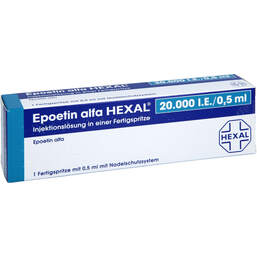 Abbildung: Epoetin alfa Hexal 20000 I.E. / 0,5ml Injektionslösung F.Sp. 1 St, Fertigspritzen PZN 00584998