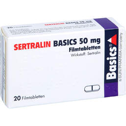 Abbildung: Sertralin Basics 50 mg Filmtabletten 20 St, Filmtabletten PZN 00589866