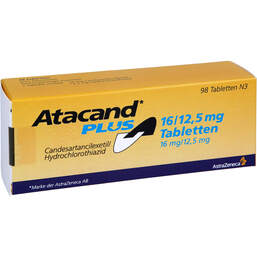 Abbildung: Atacand plus 16 / 12,5 mg Tabletten 98 St, Tabletten PZN 00597647