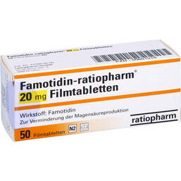 Abbildung: Famotidin ratiopharm 20 mg Filmtabletten 50 St, Filmtabletten PZN 00601219