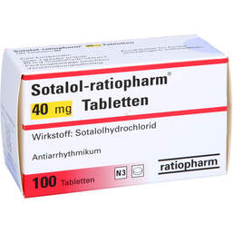 Abbildung: Sotalol ratiopharm 40 mg Tabletten 100 St, Tabletten PZN 00601366