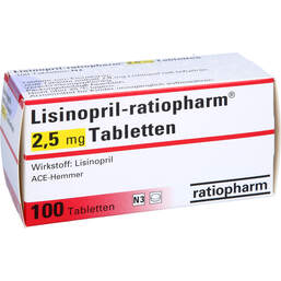 Abbildung: Lisinopril ratiopharm 2,5 mg Tabletten 100 St, Tabletten PZN 00601403