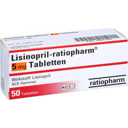 Abbildung: Lisinopril ratiopharm 5 mg Tabletten 50 St, Tabletten PZN 00601432