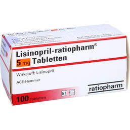 Abbildung: Lisinopril ratiopharm 5 mg Tabletten 100 St, Tabletten PZN 00601449