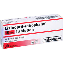 Abbildung: Lisinopril ratiopharm 10 mg Tabletten 30 St, Tabletten PZN 00601455