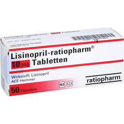 Abbildung: Lisinopril ratiopharm 10 mg Tabletten 50 St, Tabletten PZN 00601461