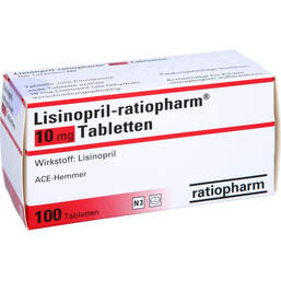Abbildung: Lisinopril ratiopharm 10 mg Tabletten 100 St, Tabletten PZN 00601478