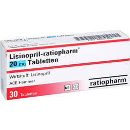 Abbildung: Lisinopril ratiopharm 20 mg Tabletten 30 St, Tabletten PZN 00601484
