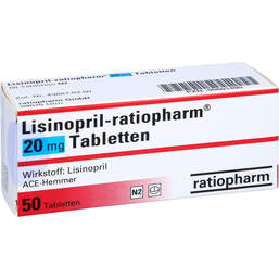 Abbildung: Lisinopril ratiopharm 20 mg Tabletten 50 St, Tabletten PZN 00601490