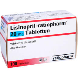 Abbildung: Lisinopril ratiopharm 20 mg Tabletten 100 St, Tabletten PZN 00601509