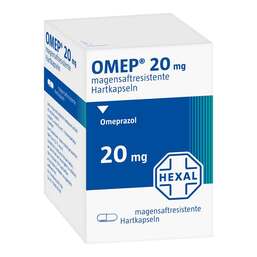 Abbildung: Omep 20 mg magensaftresistente Kapseln 50 St, Magensaftresistente Hartkapseln PZN 00602905