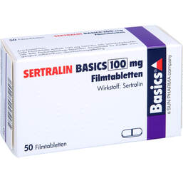 Abbildung: Sertralin Basics 100 mg Filmtabletten 50 St, Filmtabletten PZN 00610833