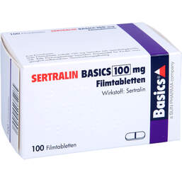 Abbildung: Sertralin Basics 100 mg Filmtabletten 100 St, Filmtabletten PZN 00610856
