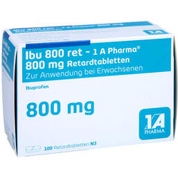 Abbildung: Ibu 800 ret 1A Pharma Tabletten 100 St, Retard-Tabletten PZN 00612878