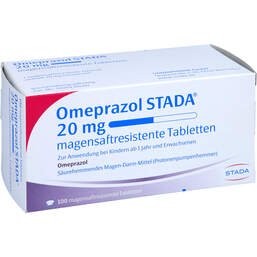 Abbildung: Omeprazol STADA 20 mg magensaftresistent Tabletten 100 St, Tabletten magensaftresistent PZN 00613292