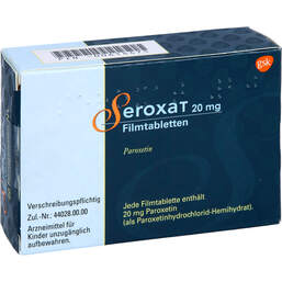 Abbildung: Seroxat 20 mg Filmtabletten 20 St, Filmtabletten PZN 00614475