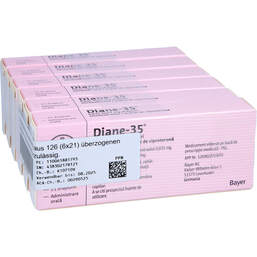 Abbildung: Diane 35 überzogene Tabletten 6X21 St, Überzogene Tabletten PZN 00618817