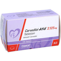Abbildung: Carvedilol Atid 3,125 mg Tabletten 100 St, Tabletten PZN 00619260