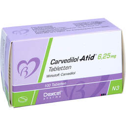 Abbildung: Carvedilol Atid 6,25 mg Tabletten 100 St, Tabletten PZN 00619320