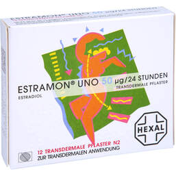 Abbildung: Estramon uno 50 transdermale Pflaster 12 St, Pflaster transdermal PZN 00620116