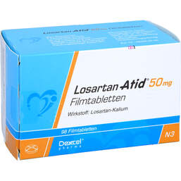 Abbildung: Losartan Atid 50mg Filmtabletten 98 St, Filmtabletten PZN 00621995