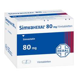 Abbildung: Simvahexal 80 mg Filmtabletten 100 St, Filmtabletten PZN 00624410