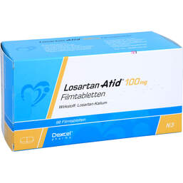 Abbildung: Losartan Atid 100mg Filmtabletten 98 St, Filmtabletten PZN 00629028