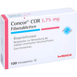 Abbildung: Concor Cor 3,75 mg Filmtabletten 100 St, Filmtabletten PZN 00630008