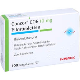 Abbildung: Concor Cor 10 mg Filmtabletten 100 St, Filmtabletten PZN 00630155