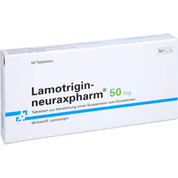 Abbildung: Lamotrigin neuraxpharm 50 mg Tabletten 50 St, Tablette zur Herstellung einer Suspension zum Einnehmen PZN 00632993