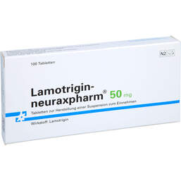 Abbildung: Lamotrigin neuraxpharm 50 mg Tabletten 100 St, Tablette zur Herstellung einer Suspension zum Einnehmen PZN 00633047