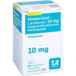 Abbildung: Omeprazol 1A Pharma 10 mg magensaftresis.Hartkapseln 60 St, Magensaftresistente Hartkapseln PZN 00634868