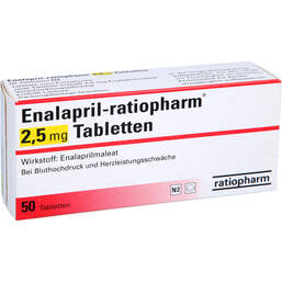Abbildung: Enalapril ratiopharm 2,5 mg Tabletten 50 St, Tabletten PZN 00638168