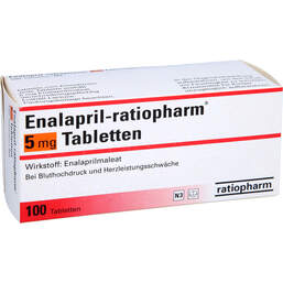Abbildung: Enalapril ratiopharm 5 mg Tabletten 100 St, Tabletten PZN 00638211