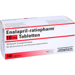 Abbildung: Enalapril ratiopharm 10 mg Tabletten 100 St, Tabletten PZN 00638257