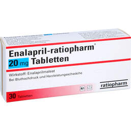 Abbildung: Enalapril ratiopharm 20 mg Tabletten 30 St, Tabletten PZN 00638286