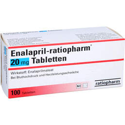 Abbildung: Enalapril ratiopharm 20 mg Tabletten 100 St, Tabletten PZN 00638317